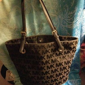 Michael Kors black signature canvas tote